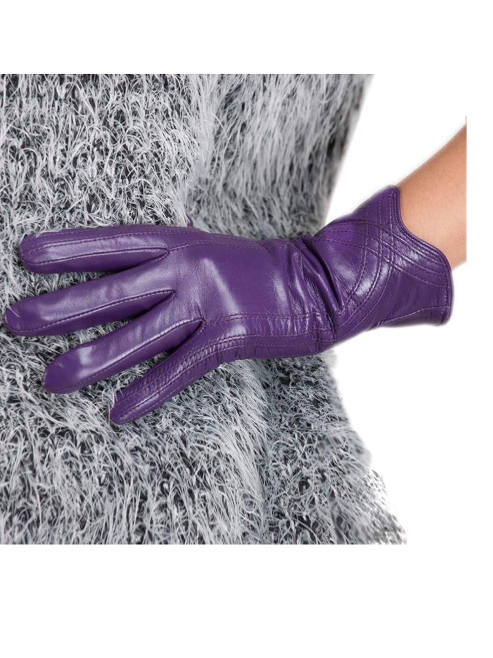 Nappa Leather Gloves Warm Handmade Curve Lambskin for Women